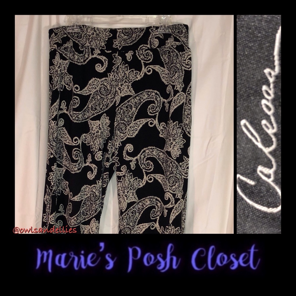 Black and Tan Paisley Patterned Pants